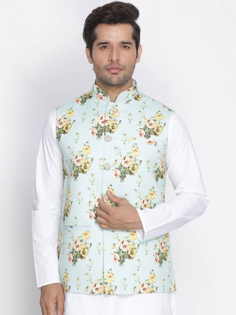 Men's Multicoloured
Cotton Blend
Printed Nehru Jackets